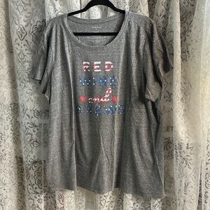 ❤️ Torrid Slim Fit Tee Patriotic “Red Wine and Brews”